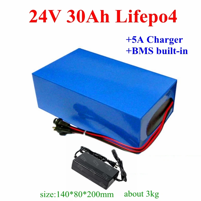 GTK lifepo4 24V 30Ah lithium battery pack with bms 8s for 1000w eletric bike travel scooter motorbike E bike+29.2V 5A charger
GTK lifepo4 24V 30Ah lithium battery pack with bms 8s for 1000w eletric bike travel scooter motorbike E bike+29.2V 5A charger