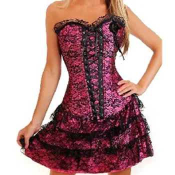 Hot Sale Shapers Red Lace Sexy Women Floral Corset and Bustier Plus Size XL Push up Gothic corset dress with skirt
Hot Sale Shapers Red Lace Sexy Women Floral Corset and Bustier Plus Size XL Push up Gothic corset dress with skirt