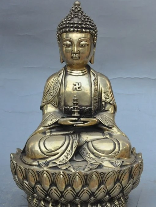 11" china buddhism brass fane pray Tantra Shakyamuni sakyamuni hold tower statue
11" china buddhism brass fane pray Tantra Shakyamuni sakyamuni hold tower statue