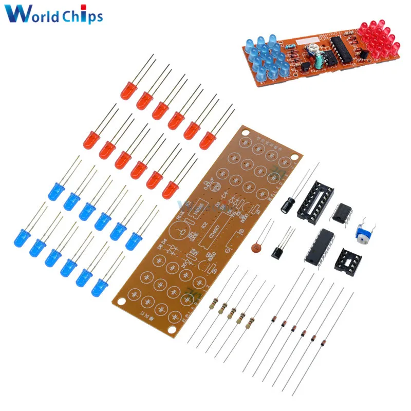 Red Blue Double Color Flashing Lights DIY Kit Strobe NE555 + CD4017 Electronic Practice Learning Kits Board Suite Parts Gift 
Red Blue Double Color Flashing Lights DIY Kit Strobe NE555 + CD4017 Electronic Practice Learning Kits Board Suite Parts Gift
