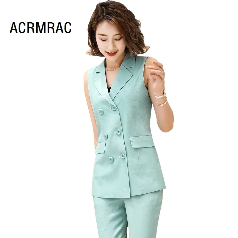 Women suits Slim summer Solid color sleeveless Vest Ankle-Length Pants 2-piece set Women pants suits Woman set suits 0511
Women suits Slim summer Solid color sleeveless Vest Ankle-Length Pants 2-piece set Women pants suits Woman set suits 0511