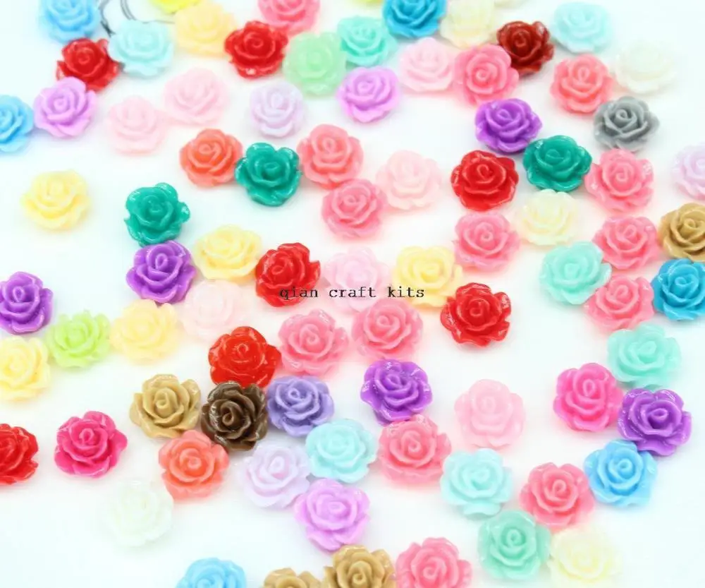 500pcs Resin Rose Cabochons 10mm beads (Assorted Colors sample pack)mini flatbacks for diy D25 | Украшения и аксессуары