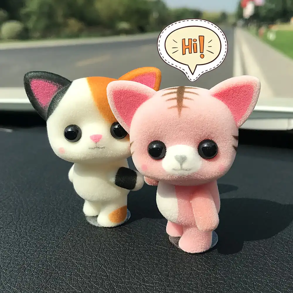 Car Ornament Cute Decoration Flocking Doll Kawaii Mini Cat
