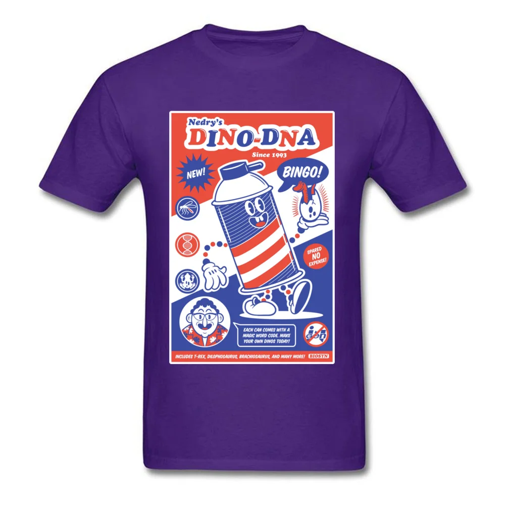 bingo dino dna 10929 T-shirts for Men Birthday Summer Fall Tops Shirts Short Sleeve Slim Fit Sweatshirts Round Neck 100% Cotton bingo dino dna 10929 purple