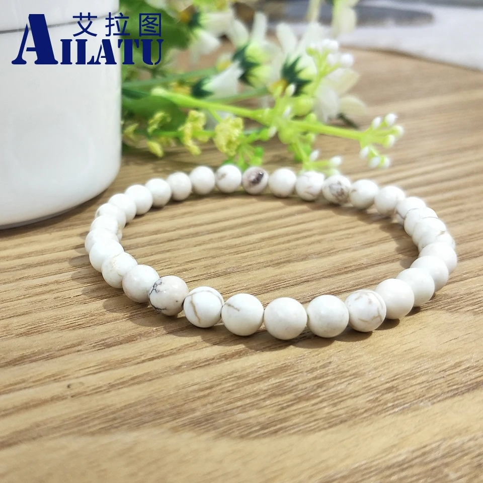 Ailatu Natural White Howlite Bracelet 6mm Stone Round Beads Elasticity Rope Men Charms Bracelets Bangle Yoga Jewelry
Ailatu Natural White Howlite Bracelet 6mm Stone Round Beads Elasticity Rope Men Charms Bracelets Bangle Yoga Jewelry