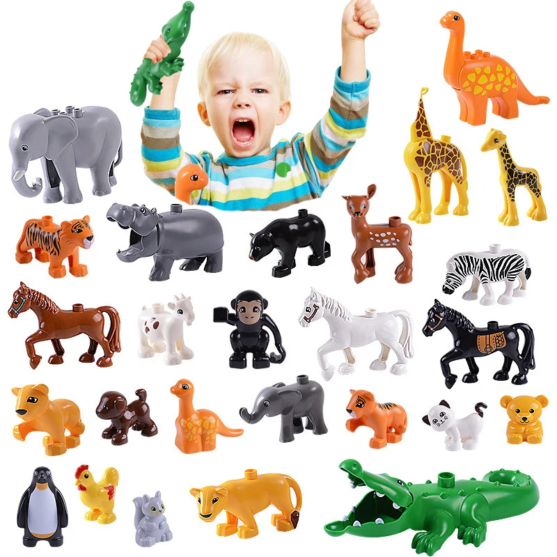 Diy Building Block Compatible LegoINGLY Duploe ZOO Animals Models Dinosaur Deer Panda Elephant Penguin Figures Toys For Children
Diy Building Block Compatible LegoINGLY Duploe ZOO Animals Models Dinosaur Deer Panda Elephant Penguin Figures Toys For Children
