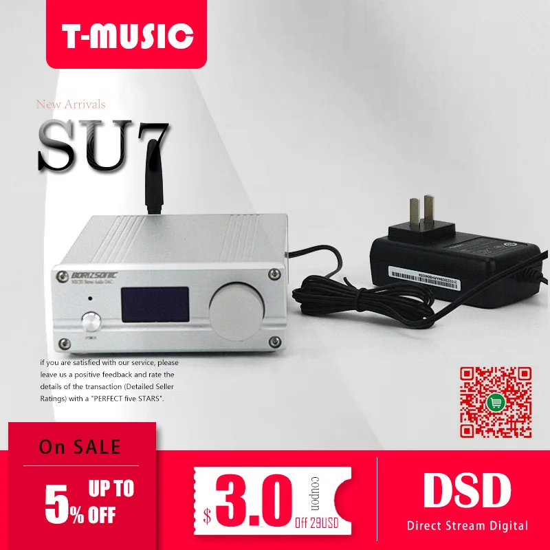 2019 NEW SU7 ES9038 Q2M XMOS XU208 USB DAC W/ Bluetooth 5.0, Support DSD DOP / 32Bit -384K (With OLED Display Version)
2019 NEW SU7 ES9038 Q2M XMOS XU208 USB DAC W/ Bluetooth 5.0, Support DSD DOP / 32Bit -384K (With OLED Display Version)