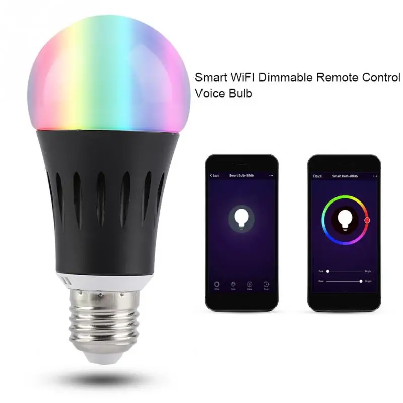 Фото Vintagelll Black Smart WiFI LED Bulb Dimmable AC85-265V 16 Million Color Lamp Remote Voice Control Light | Освещение