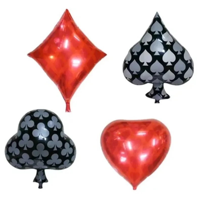 

BINGTIAN 1pcs Clubs Diamonds Spades Hearts Foil Balloon Casino Cards Dice Poker Party Supplies Decorations Playing Cards Poker