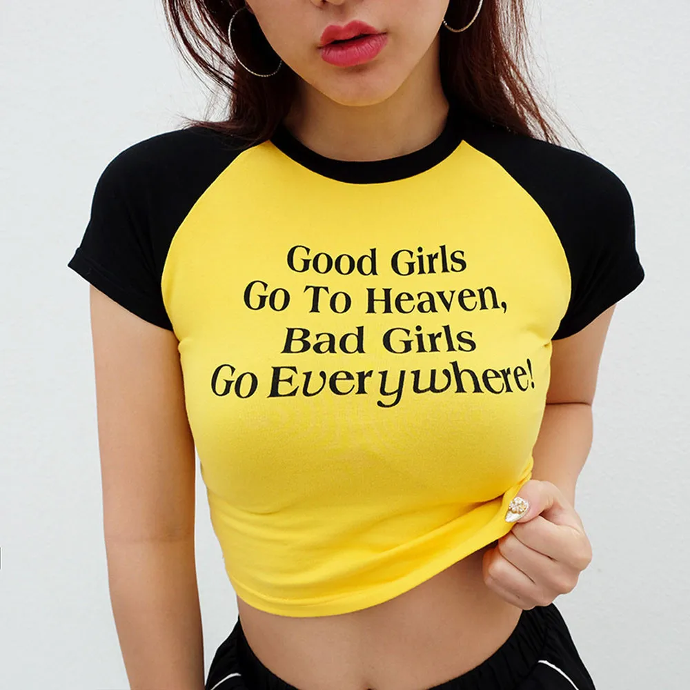 Summer sexy woman navel t-shirt Fashion O-Neck Letter Color Block Dance T-Shirt Print Sexy Crop Top camisetas mujer harajuku
Summer sexy woman navel t-shirt Fashion O-Neck Letter Color Block Dance T-Shirt Print Sexy Crop Top camisetas mujer harajuku