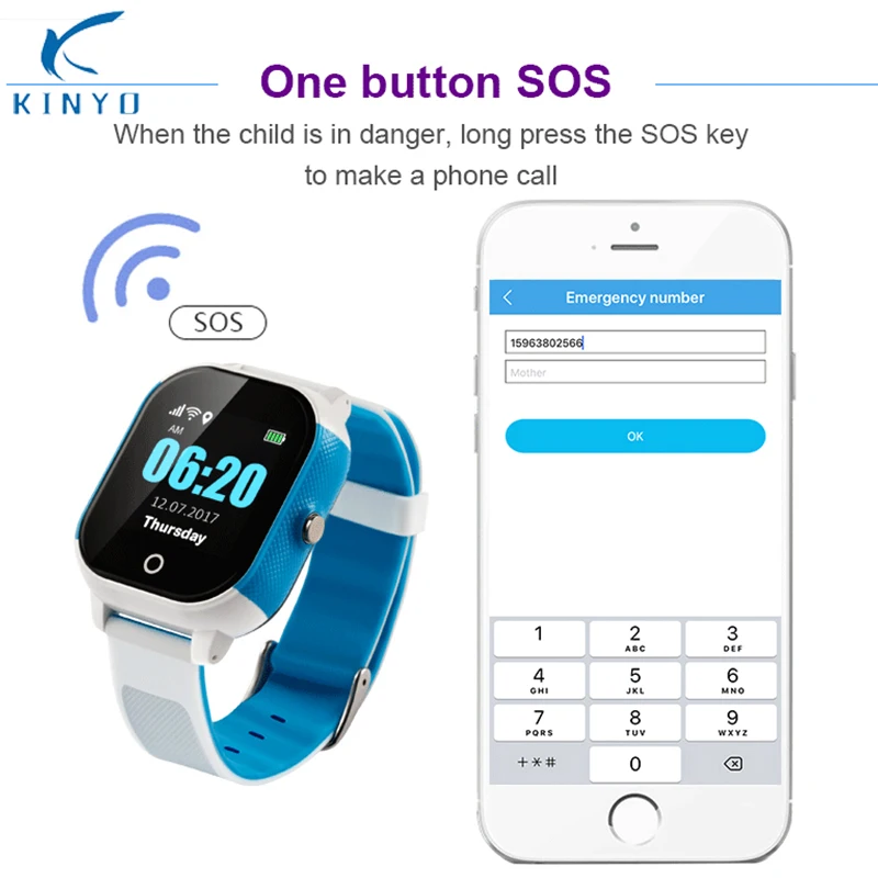 GPS kids smart watch waterproof sim card smartwatch SOS LBS WIFI accurate positioning smart wrist watch safety for childern kids