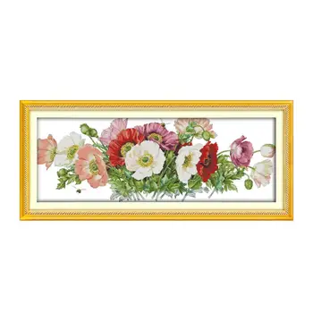 

11CT 14CT Variety specifications needlework embroidery cross stitch, beautiful poppy flower wall decoration hanging paintings