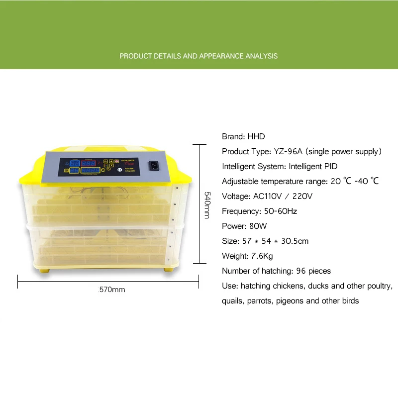 Automatic Egg Incubator China 96 Digital Clear Egg Turning Temperature Control Farm Hatchery Machine chicken egg Hatcher (5)