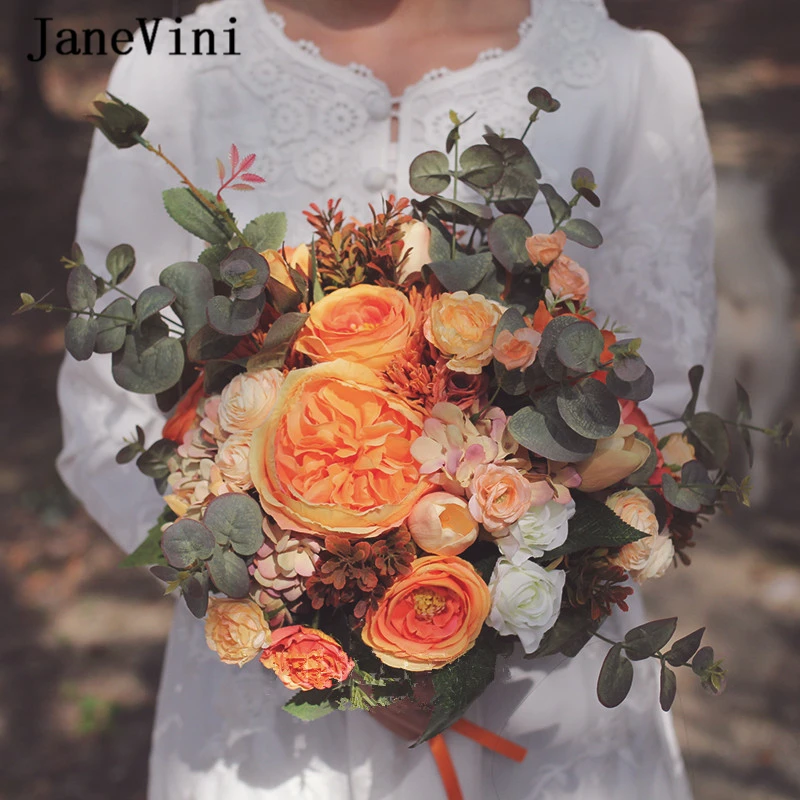 JaneVini Vintage Wedding Bouquets Orange Bridal Flowers Boho Artificial Silk Roses Summer Brides Fake Bouquet Ramo Flores Novia
JaneVini Vintage Wedding Bouquets Orange Bridal Flowers Boho Artificial Silk Roses Summer Brides Fake Bouquet Ramo Flores Novia