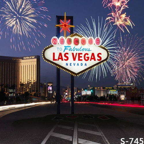 

10x10FT Welcome To Las Vegas Fireworks Sky Casino Downtown Night Custom Photography Studio Backdrops Backgrounds Vinyl 8x8 8x10