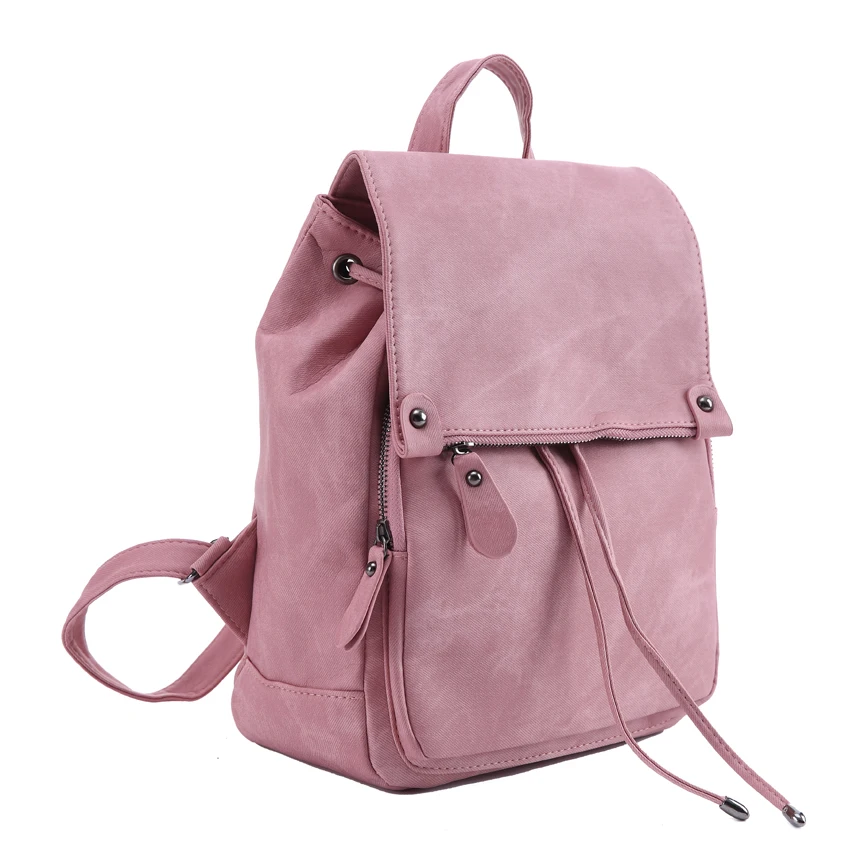 DIDA BEAR Brand Women Leather Backpacks School Bag for Teenage Girls Female Fashion Rucksack Mochila Grey Black Travel Backpack 5