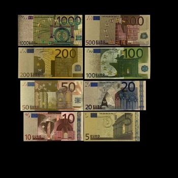 8pcs/lot 5 10 20 50 100 200 500 1000 EUR Gold Banknotes In 24K Gold Fake Paper Money for Collection Euro Banknote Sets
8pcs/lot 5 10 20 50 100 200 500 1000 EUR Gold Banknotes In 24K Gold Fake Paper Money for Collection Euro Banknote Sets