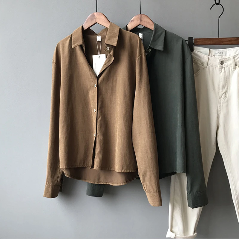 HLHPYHB Summer Autumn Female Vintage Velvet Shirts Korean Style Long Sleeve Blouse Streetwear Shirt Lapel Blusas Lady Plain Tops
HLHPYHB Summer Autumn Female Vintage Velvet Shirts Korean Style Long Sleeve Blouse Streetwear Shirt Lapel Blusas Lady Plain Tops