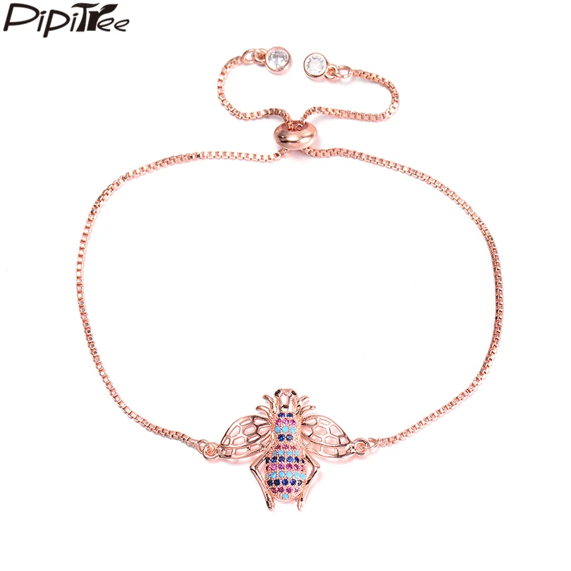 Pipitree Delicate Insect Bee Bracelet Adjustable Chain Colorful Cubic Zircon Trendy Bracelets & Bangles for Women Jewelry Gift
Pipitree Delicate Insect Bee Bracelet Adjustable Chain Colorful Cubic Zircon Trendy Bracelets & Bangles for Women Jewelry Gift