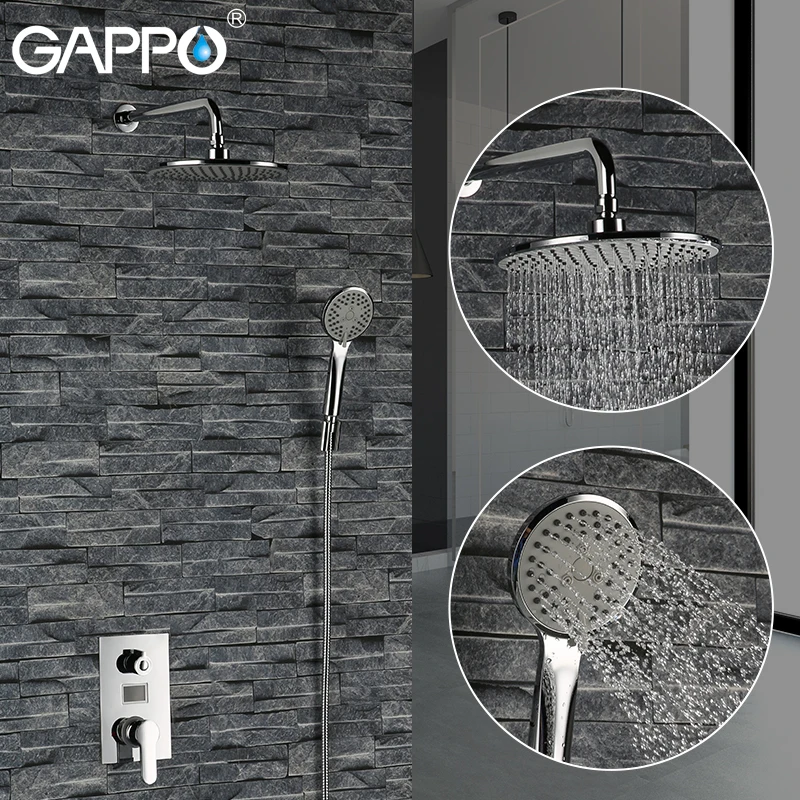 GAPPO shower faucet thermostatic mixer tap LCD Digital Display bath faucet mixer hand shower Wall Mount rainfall shower set
GAPPO shower faucet thermostatic mixer tap LCD Digital Display bath faucet mixer hand shower Wall Mount rainfall shower set