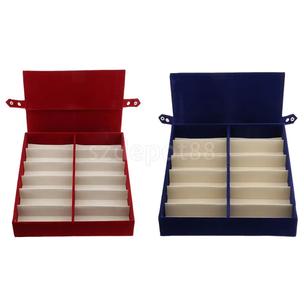 2 Pieces 12 Slots Retractable Lid Eyeglasses Storage Box Sunglasses Jewelry Watch Display Case Stand Rack Blue + Red
2 Pieces 12 Slots Retractable Lid Eyeglasses Storage Box Sunglasses Jewelry Watch Display Case Stand Rack Blue + Red