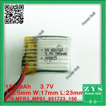 651723 3.7V 150mah Lithium polymer Battery with Protection Board For PDA Tablet PCs Digital Products 6.5x17x23mm 150mAh
651723 3.7V 150mah Lithium polymer Battery with Protection Board For PDA Tablet PCs Digital Products 6.5x17x23mm 150mAh