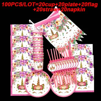 Hot 100PCS/LOT Unicorn party theme birthday party disposable tableware sets Unicorn party supplies set straws cups napkins flags
Hot 100PCS/LOT Unicorn party theme birthday party disposable tableware sets Unicorn party supplies set straws cups napkins flags