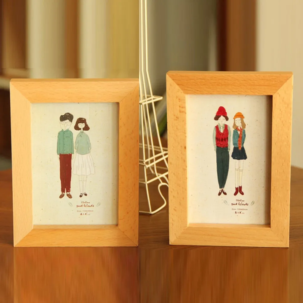 Image 1pair 2 pcs Unique outlook design Irregular Vintage Photo Frame lovers Wooden Wedding Casamento Pictures Frames 11.6*15.5*2cm