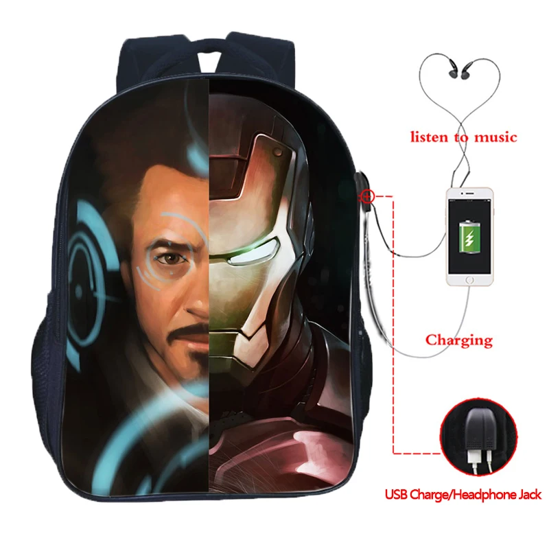 The Avengers Iron Man Split USB Charge Backpack Spider Man School Rucksack Fashion Beautiful Men Women Boys Girls Travel Bags
The Avengers Iron Man Split USB Charge Backpack Spider Man School Rucksack Fashion Beautiful Men Women Boys Girls Travel Bags