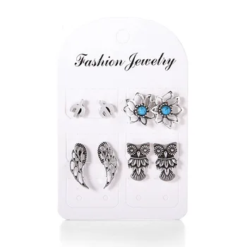 40 Pairs/lot Stud Earring Set Women Antique Silver Color Owl Wings Flower Cactus Hollow Lotus Earrings Ear Jewelry Accessories
40 Pairs/lot Stud Earring Set Women Antique Silver Color Owl Wings Flower Cactus Hollow Lotus Earrings Ear Jewelry Accessories