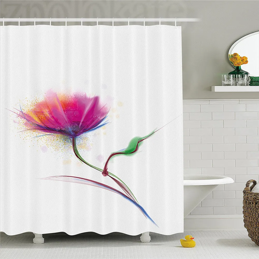Watercolor Flower Home Decor Shower Curtain Simplistic Poppy Design Purity and Grace Symbol Splattered Image Bathroom Decor Set
Watercolor Flower Home Decor Shower Curtain Simplistic Poppy Design Purity and Grace Symbol Splattered Image Bathroom Decor Set