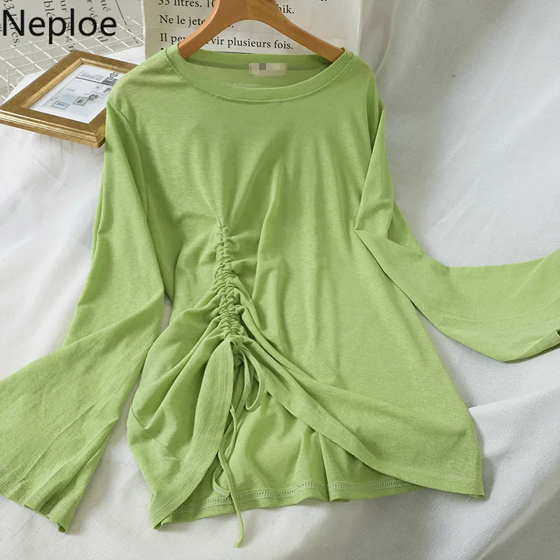 Neploe Candy Color Solid Women Blouse Summer 2019 New Arrival O-Neck Long Sleeve Blusa Loose Drawstring Sunscreen Shirts 44783
Neploe Candy Color Solid Women Blouse Summer 2019 New Arrival O-Neck Long Sleeve Blusa Loose Drawstring Sunscreen Shirts 44783