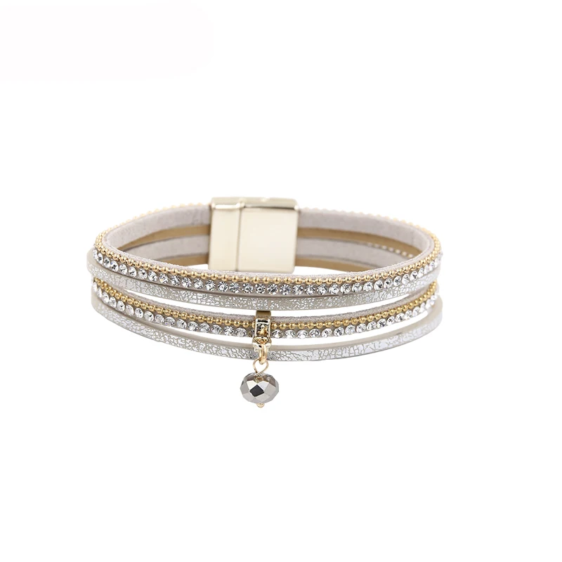 Multiple Layers Rhinestone Leather Bracelets For Women Magnetic Buckle crystal pendant wristbands Bracelet Jewelry Gifts
Multiple Layers Rhinestone Leather Bracelets For Women Magnetic Buckle crystal pendant wristbands Bracelet Jewelry Gifts