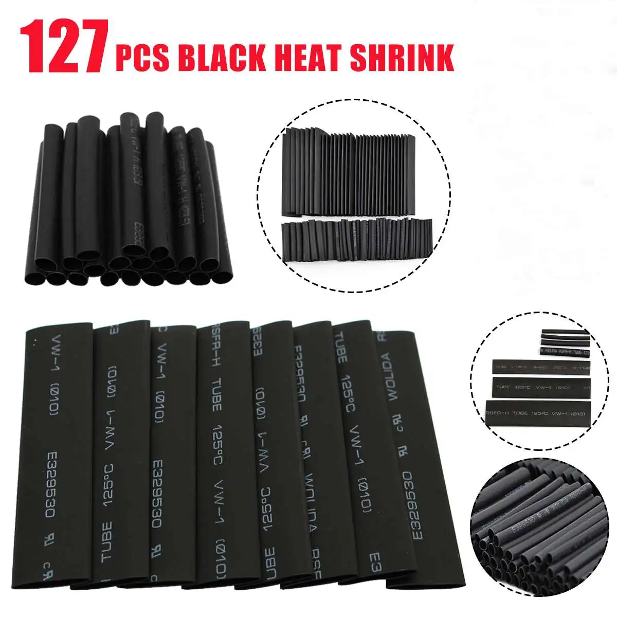127Pcs Polyolefin Halogen-Free 2:1 Insulate Heat Shrink Tube Tubing Sleeve for Wrap Cable Wire Sleeve Sleeving Kits Black 7Sizes
127Pcs Polyolefin Halogen-Free 2:1 Insulate Heat Shrink Tube Tubing Sleeve for Wrap Cable Wire Sleeve Sleeving Kits Black 7Sizes