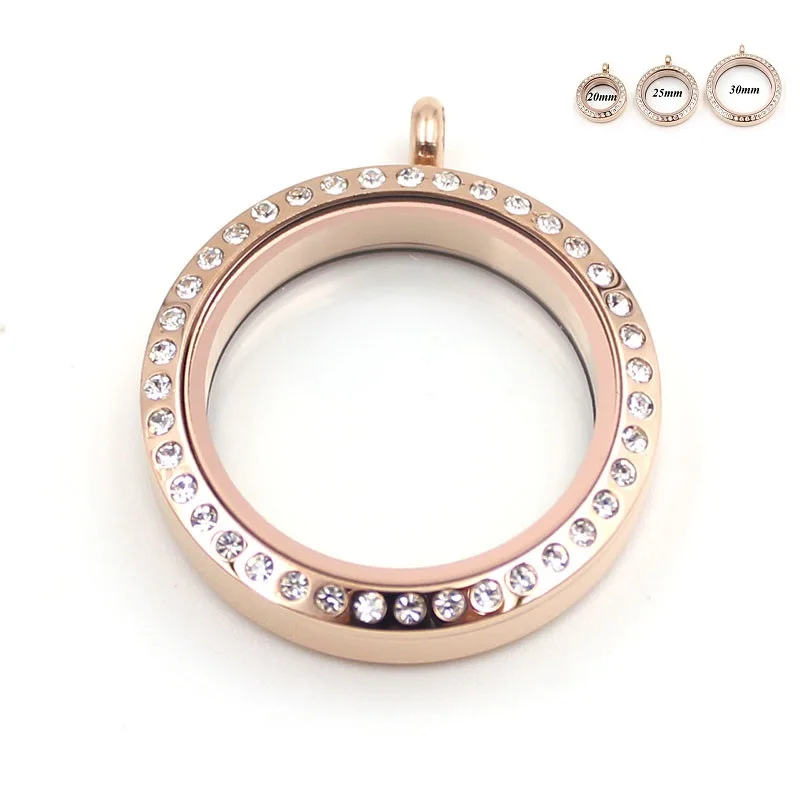 Waterproof Screw Twist Stainless Steel Floating Locket Pendant Rosegold Plain Glass Memory For Women | Украшения и аксессуары