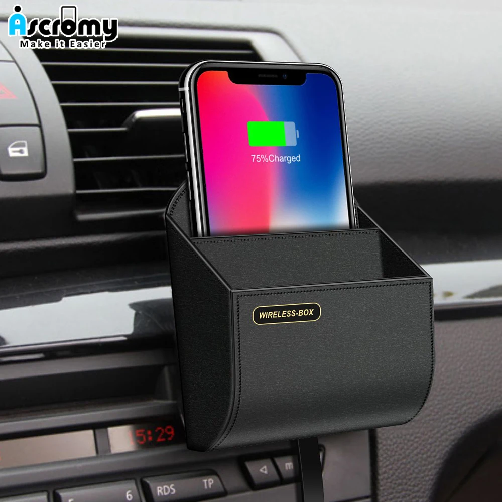 Ascromy 10W Qi Car Wireless Charger Holder For iPhone XS Max XR X 8 Plus Air Vent Phone Leather Storage Box Bag qi Fast Charging
Ascromy 10W Qi Car Wireless Charger Holder For iPhone XS Max XR X 8 Plus Air Vent Phone Leather Storage Box Bag qi Fast Charging
