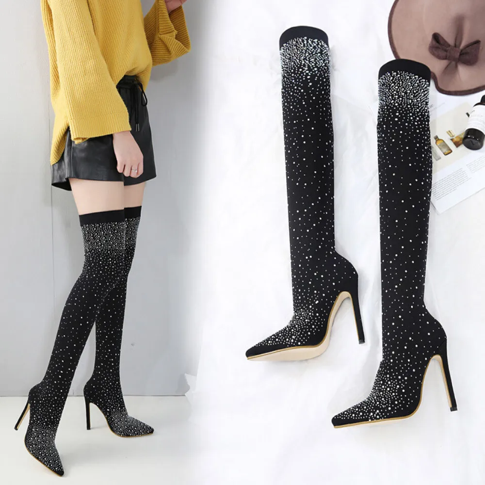 Women's Socks Boots Bling Sequins Winter Long Tube Boot Over-the-Knee Fashion Pointed Toe High Heel Stiletto Heels Shoes Sexy
Women's Socks Boots Bling Sequins Winter Long Tube Boot Over-the-Knee Fashion Pointed Toe High Heel Stiletto Heels Shoes Sexy