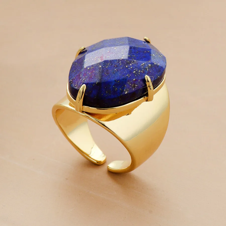 Big Stone Rings High Quality Jewelry New Fashion Gold Color Lapis Lazuli Luxury Party Ring Size 7
Big Stone Rings High Quality Jewelry New Fashion Gold Color Lapis Lazuli Luxury Party Ring Size 7