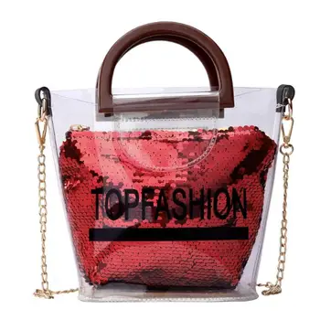 AIZHIYI Summer New Handbag High quality PVC Transparent Women bag Sequins Tote bag Beach Travel Chain Shoulder Messenger Bag
AIZHIYI Summer New Handbag High quality PVC Transparent Women bag Sequins Tote bag Beach Travel Chain Shoulder Messenger Bag