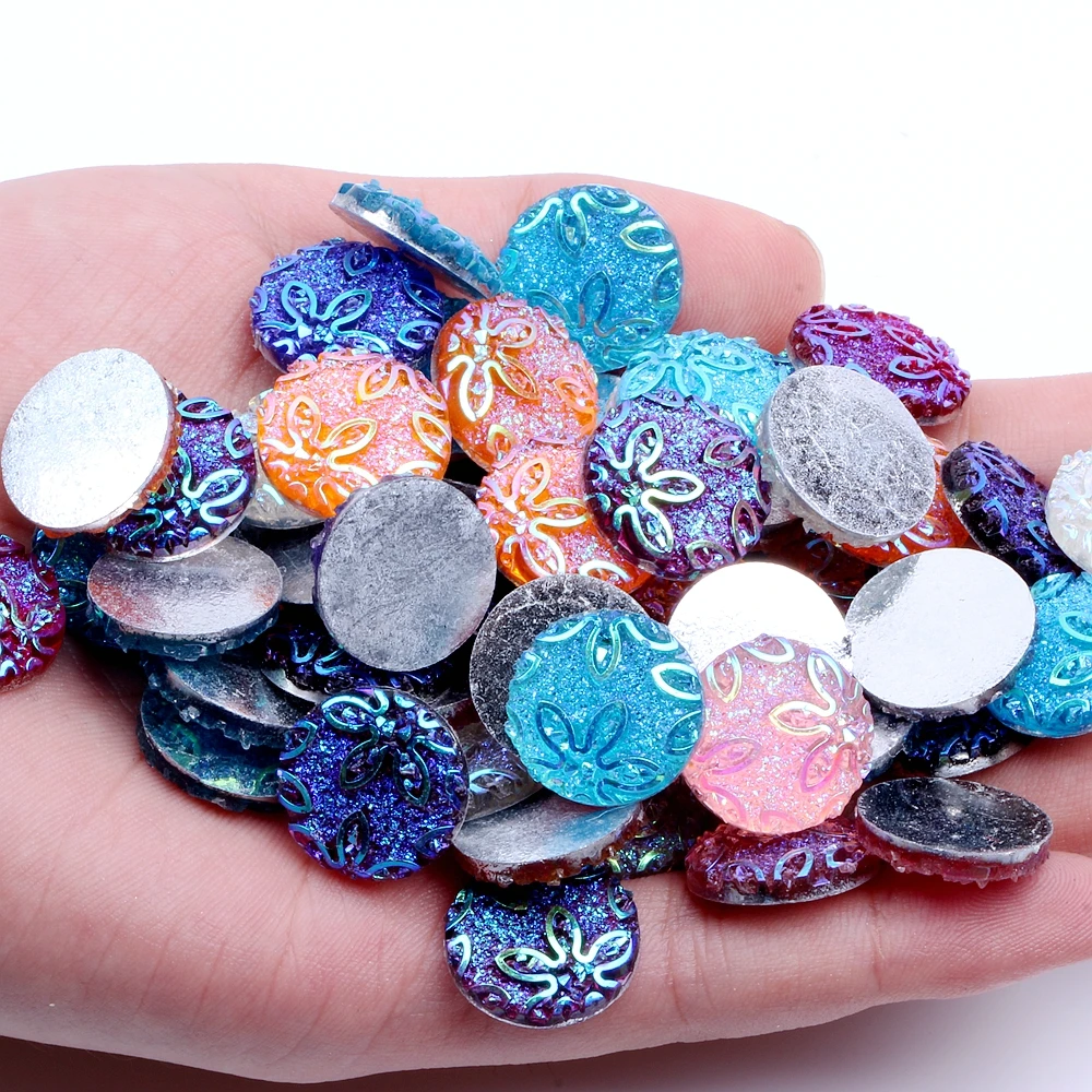 

16mm 40pcs Many AB Colors Multicolor Resin Rhinestones Glue On Stones Flatback Round For Wedding Dress Bags Shoes DIY Decoration