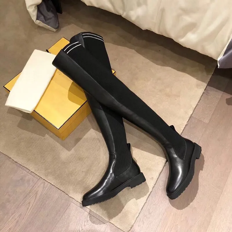 Luxury Brand Soft Leather With Knit Long Slim Boots For Womens Round Toe Zapatos De Mujer Stripes Women Shoes Autumn Winter
Luxury Brand Soft Leather With Knit Long Slim Boots For Womens Round Toe Zapatos De Mujer Stripes Women Shoes Autumn Winter