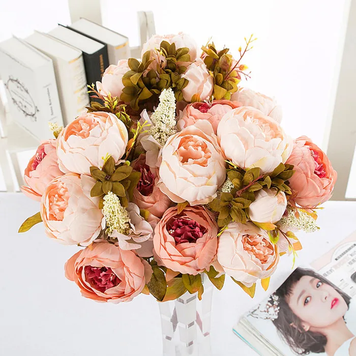 13 heads/Bouque Christmas Artificial Flowers silk flower European Fall Vivid Peony Fake Leaf Wedding Home Party Decoration
13 heads/Bouque Christmas Artificial Flowers silk flower European Fall Vivid Peony Fake Leaf Wedding Home Party Decoration