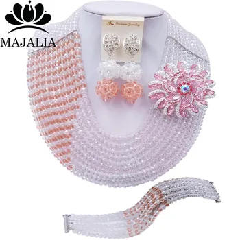 Majalia Fashion Classic Nigeria Wedding African Beads Jewelry Set Clear ab peach Crystal Necklace Bridal Jewelry Sets 10CZ005
Majalia Fashion Classic Nigeria Wedding African Beads Jewelry Set Clear ab peach Crystal Necklace Bridal Jewelry Sets 10CZ005