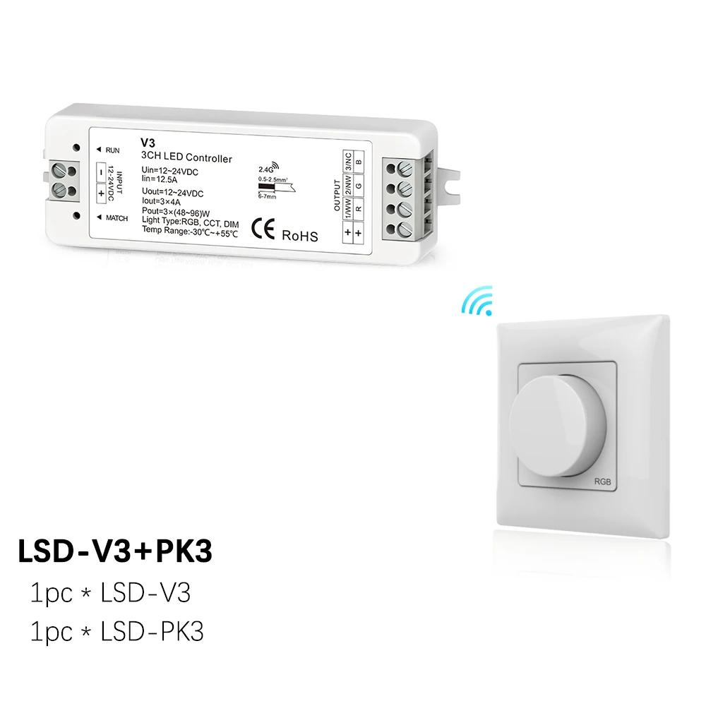 LED Controller RGB DC12V 24V 12A 3CH 2.4G Rotary Panel RF Wireless Remote Dimmer Controller for LED RGB Strip Light
LED Controller RGB DC12V 24V 12A 3CH 2.4G Rotary Panel RF Wireless Remote Dimmer Controller for LED RGB Strip Light