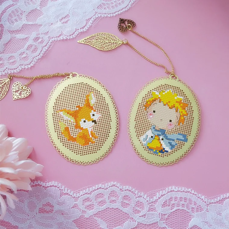 

Fox DIY Craft Stich Cross Stitch Bookmark Metal Silver Golden Needlework Embroidery Crafts Counted Cross-Stitching Kit