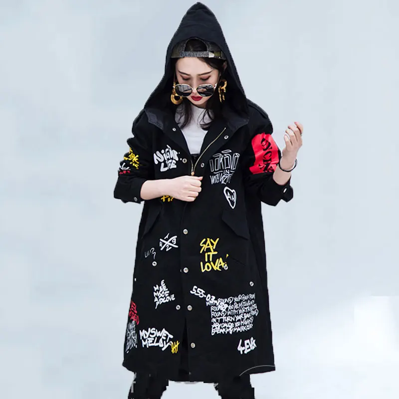 2019 Spring New Hip-hop Letter-printed Windbreaker BF Plus Size Loose Long Women Coat Harajuku Hooded Trench Coat Female 202
2019 Spring New Hip-hop Letter-printed Windbreaker BF Plus Size Loose Long Women Coat Harajuku Hooded Trench Coat Female 202