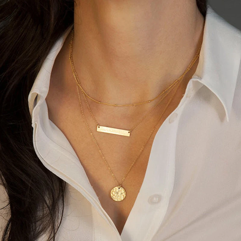Fashion accessories retro wind, 2018 new money geometric metal sequins, multi layer lady Necklace
Fashion accessories retro wind, 2018 new money geometric metal sequins, multi layer lady Necklace