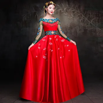 Sexy Off Shoulder Women Long Qipao Novelty Mesh Sleeve Elegant Cheongsam Vestidos Chinese Bride Wedding Dress Toast Clothing
Sexy Off Shoulder Women Long Qipao Novelty Mesh Sleeve Elegant Cheongsam Vestidos Chinese Bride Wedding Dress Toast Clothing