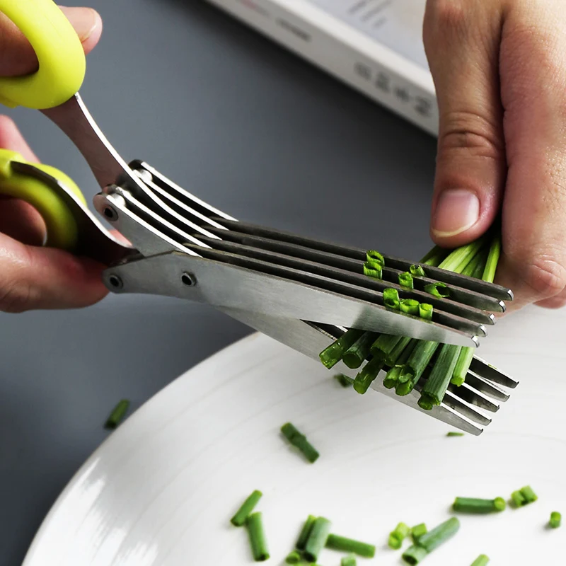 Stainless Steel Herb Scissors 5 Blades Kitchen Scissors Shears Knives Shredded Scallion Spice Vegetable Cutter Cooking Tools
Stainless Steel Herb Scissors 5 Blades Kitchen Scissors Shears Knives Shredded Scallion Spice Vegetable Cutter Cooking Tools