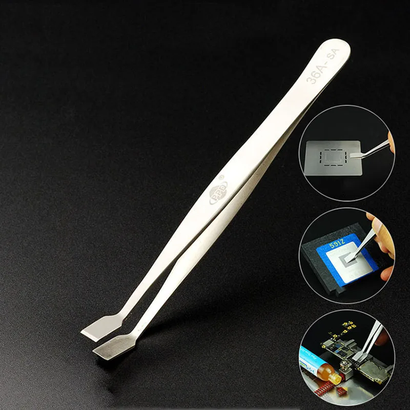 PPD 36A-SA anti-magnetic anti-acid shovel-shaped tweezers thin flat mouth set stamp mobile phone repair tweezers hand tools
PPD 36A-SA anti-magnetic anti-acid shovel-shaped tweezers thin flat mouth set stamp mobile phone repair tweezers hand tools